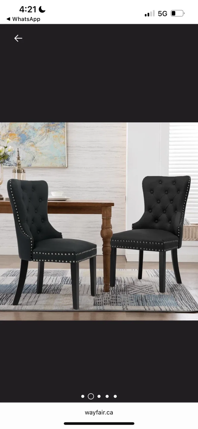 Brand New Black Button Tufted Dining Chair $79 Each image indicator(2)
