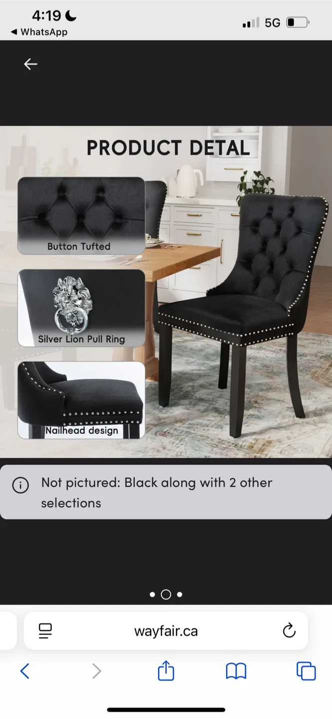 Brand New Black Button Tufted Dining Chair $79 Each image indicator(3)