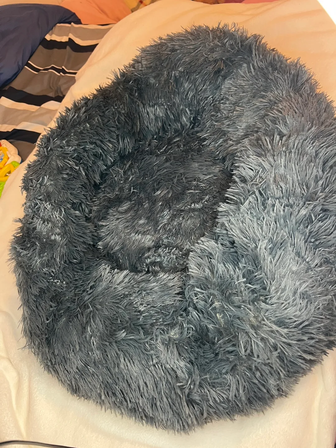 Grey Fluffy Pet Bed