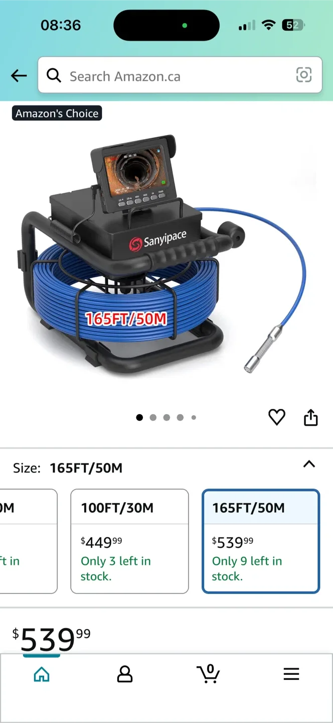 Sanyipace Sewer Pipe Inspection Camera 165FT/50M