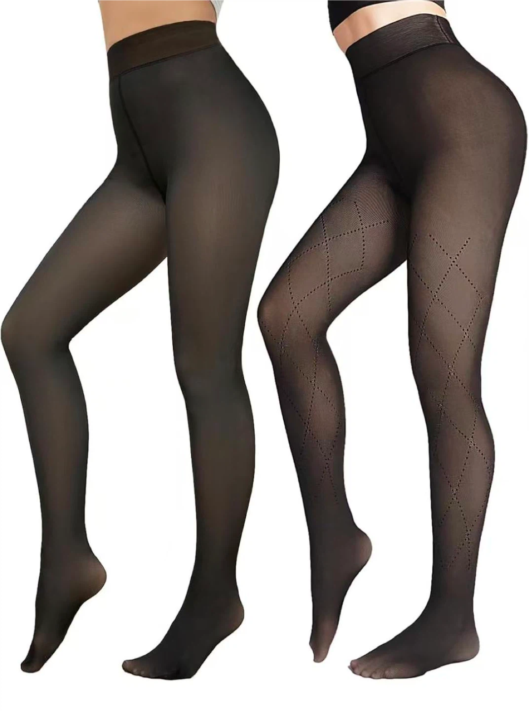 Black Fleece Lined Tights - Size M