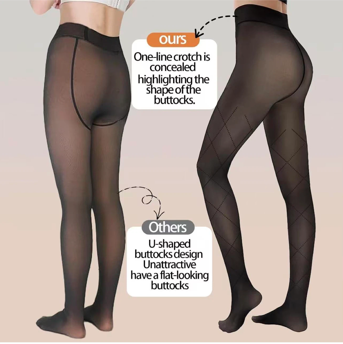 Black Fleece Lined Tights - Size M - photo 2