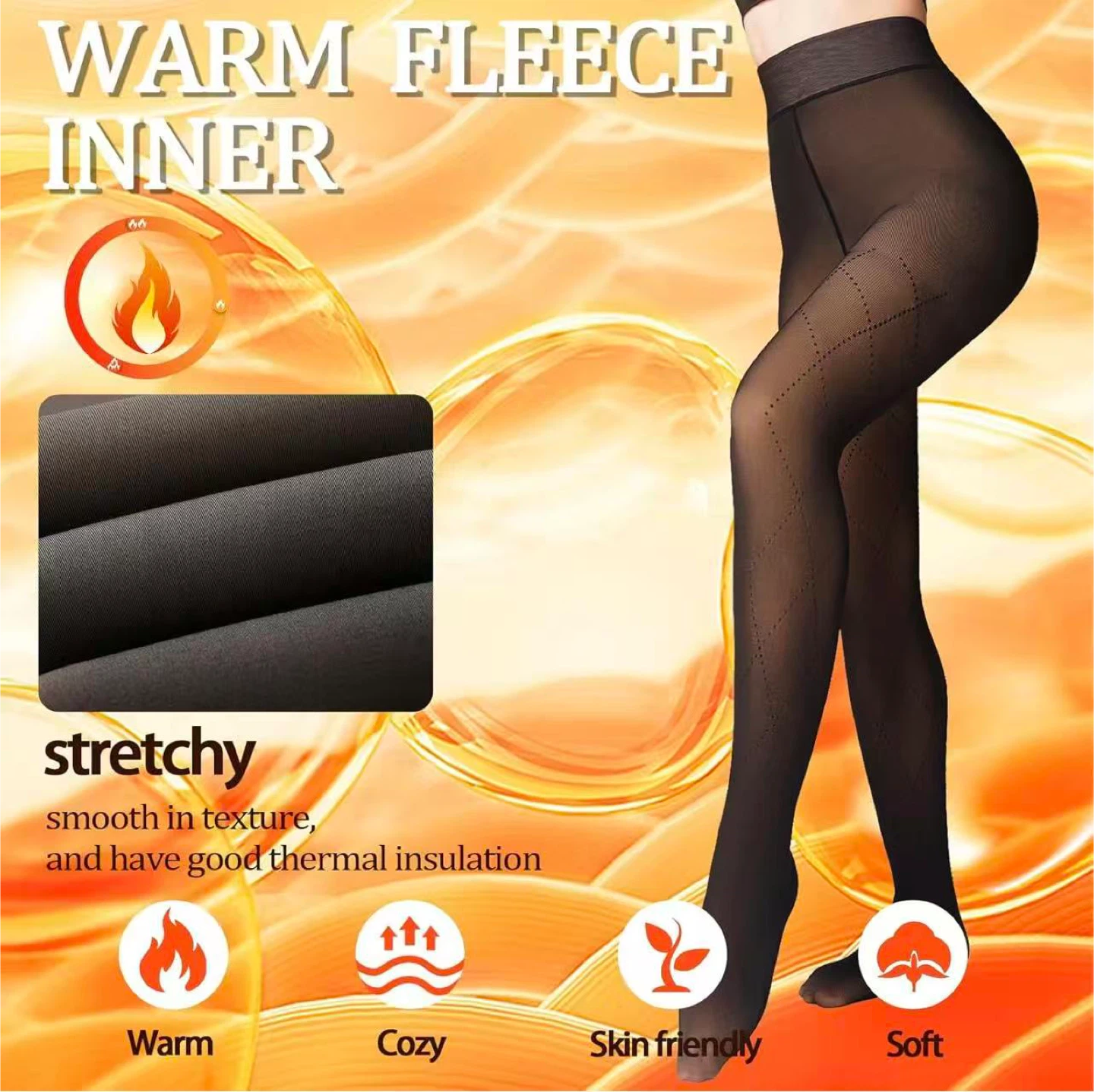 Black Fleece Lined Tights - Size M - photo 3