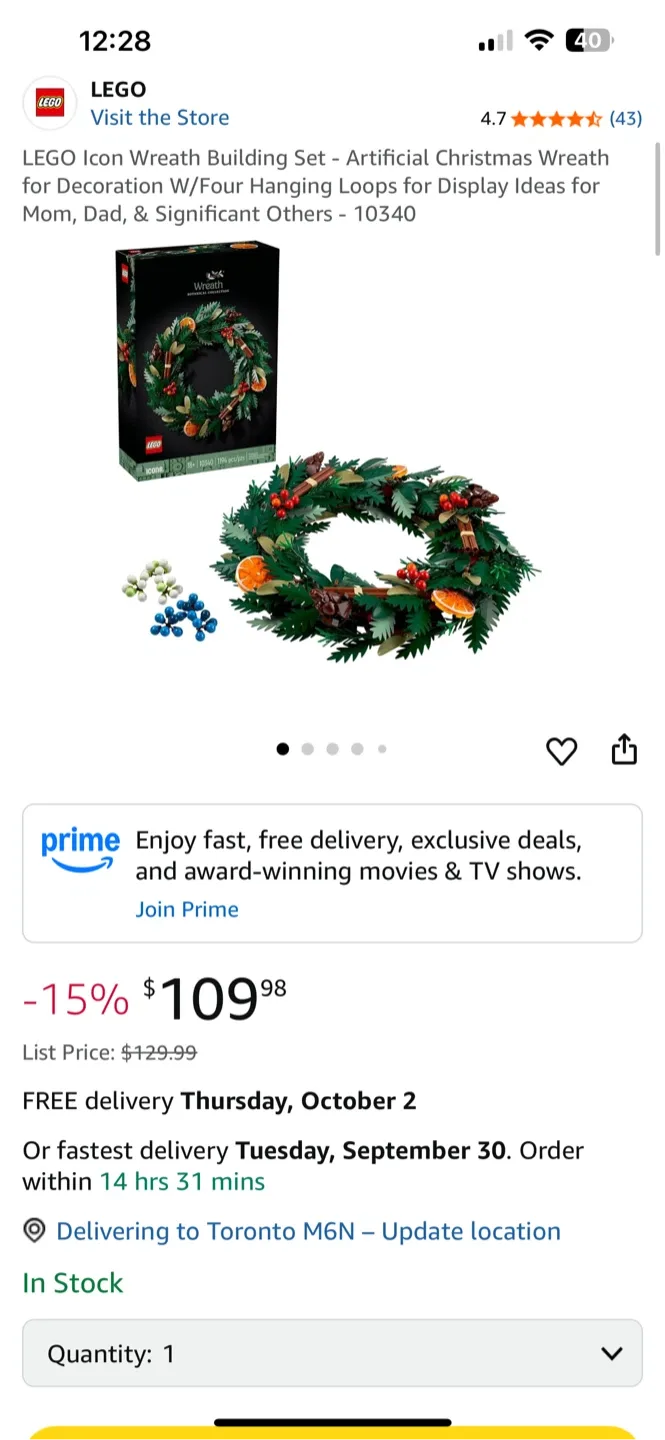 LEGO Icon Christmas Wreath 10340 - NEW image indicator(2)