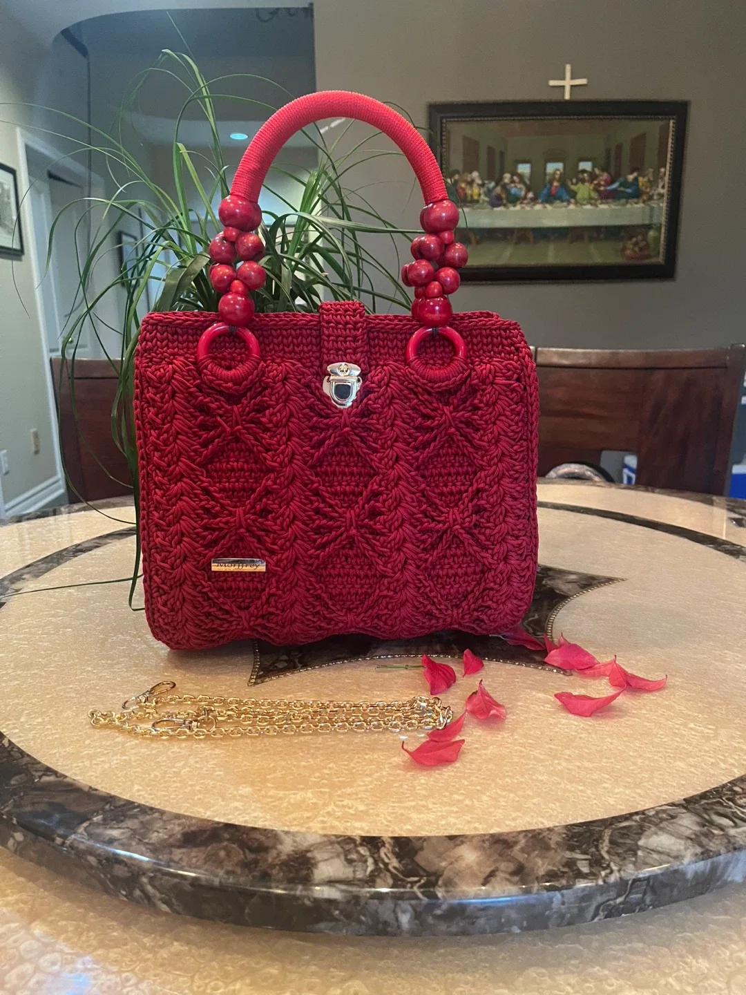 Morffrey Red Crochet Handbag image indicator(2)