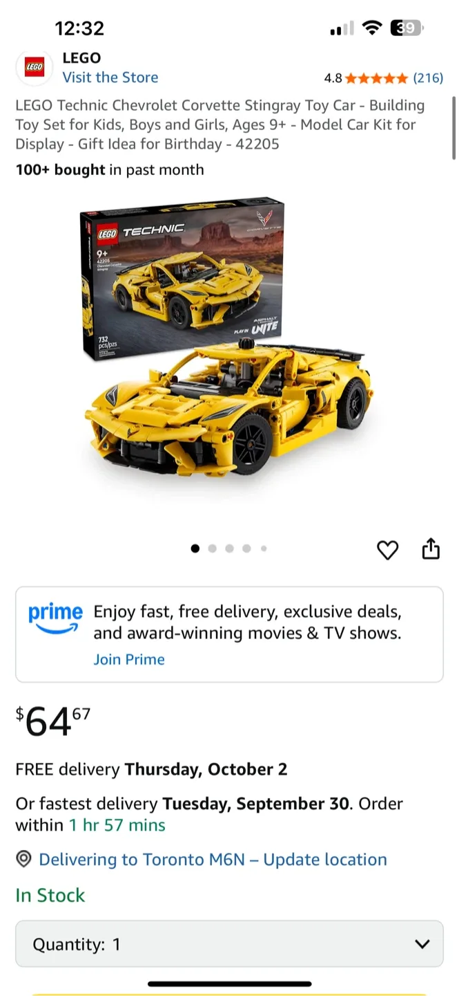 LEGO Technic Chevrolet Corvette Stingray 42205 image indicator(2)