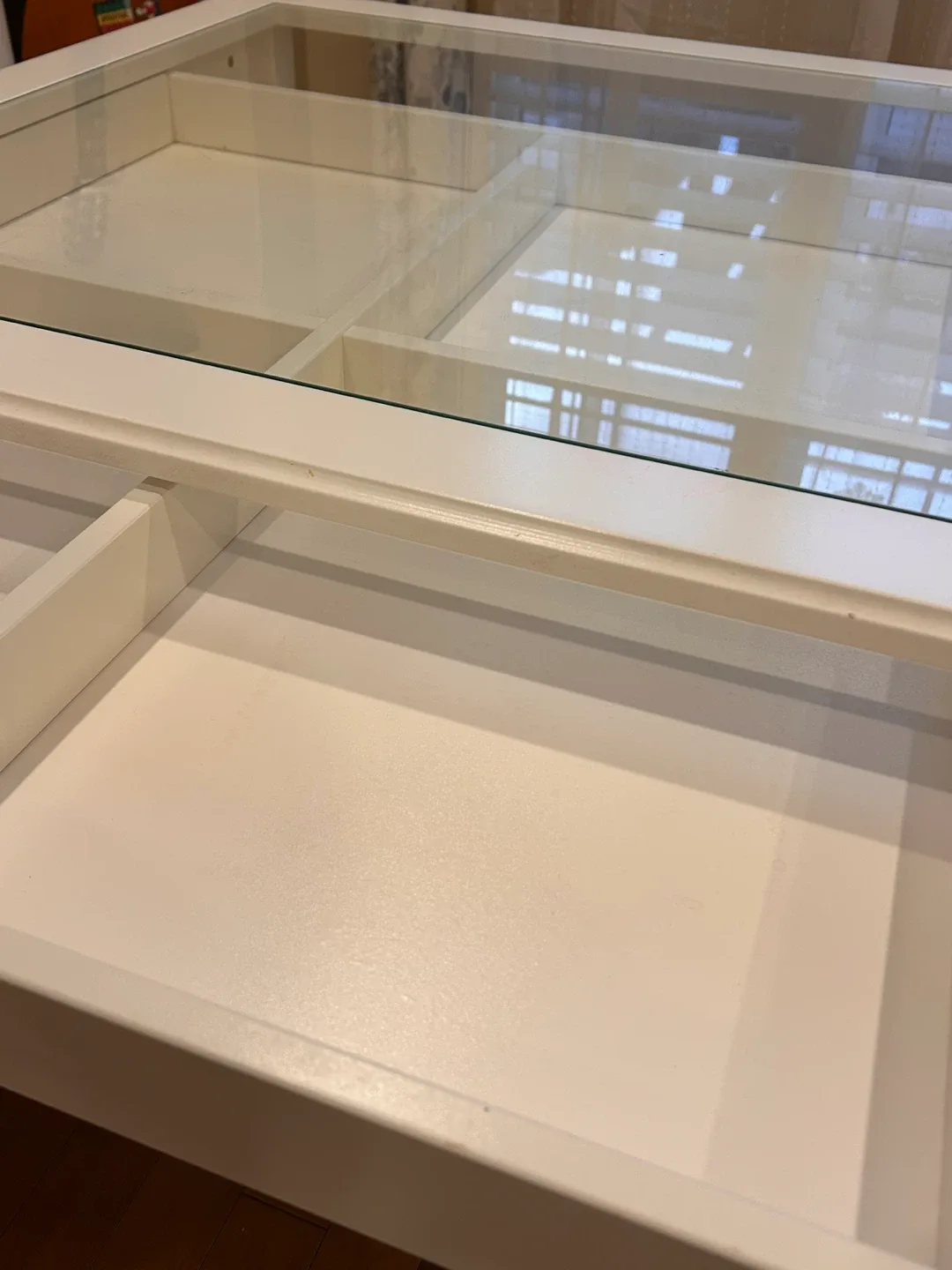IKEA Coffee table, white/glass, 93x93 cm (36 5/8x36 5/8 " image indicator(6)