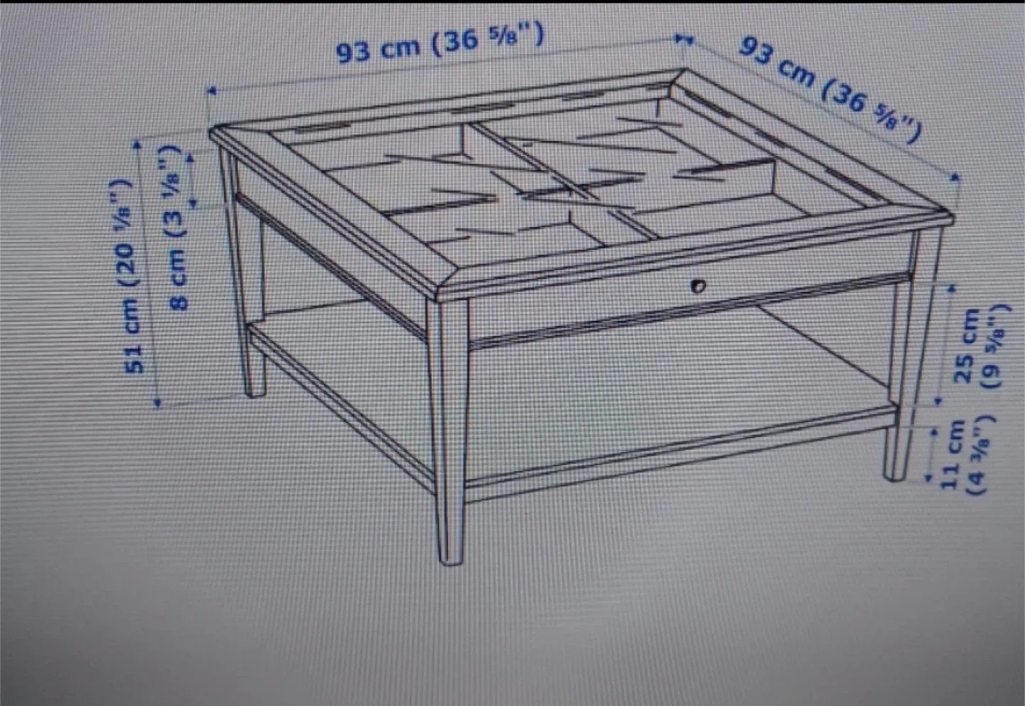 IKEA Coffee table, white/glass, 93x93 cm (36 5/8x36 5/8 " image indicator(9)