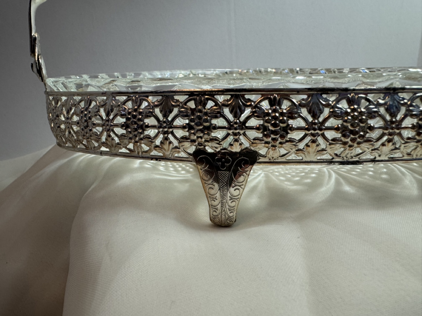 Vintage France Glass Serving Tray with Handle - photo 2