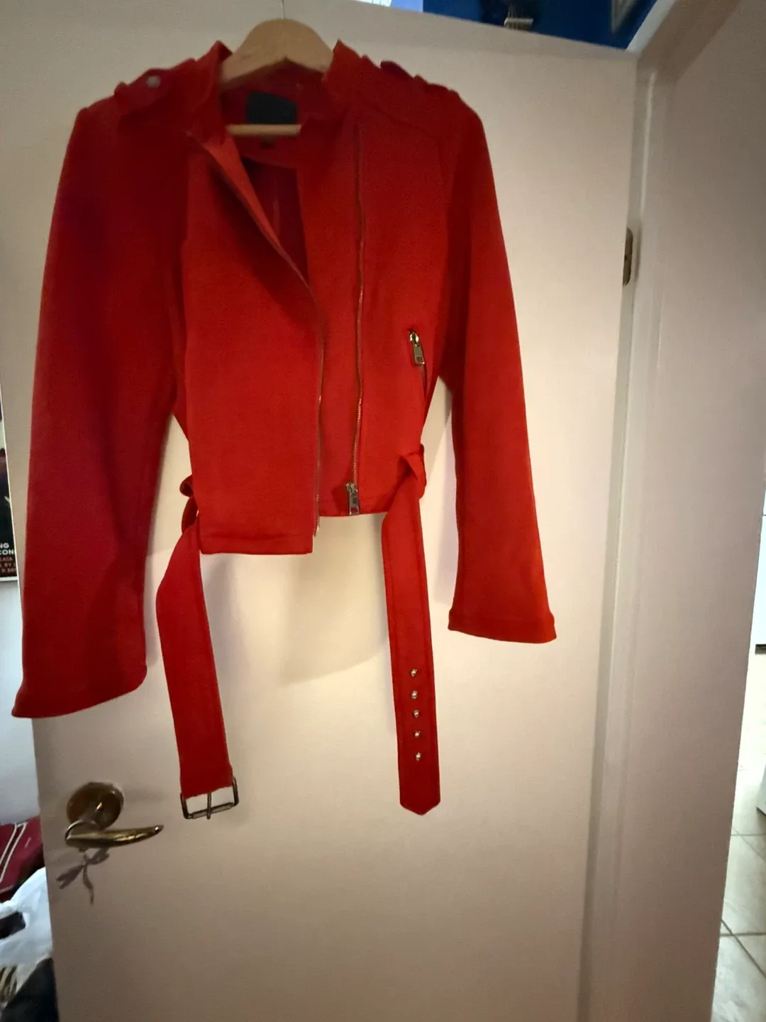 Banana Republic Red Belted Jacket - Size M image indicator(3)