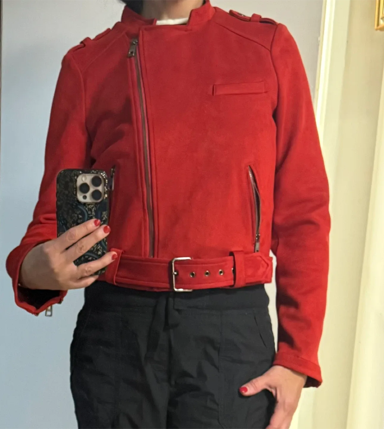 Banana Republic Red Belted Jacket - Size M thumbnail