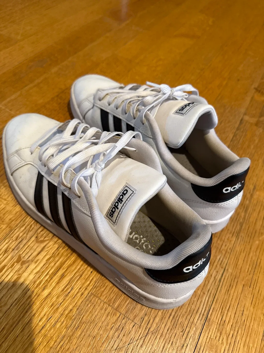Adidas Grand Court Sneakers - White with Black Stripes