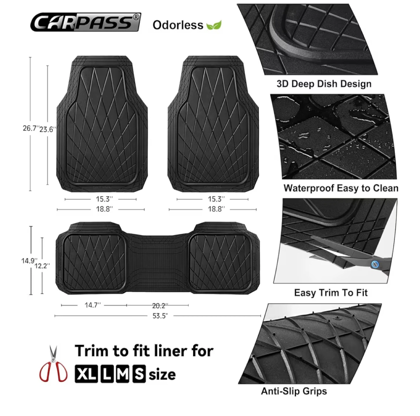 CARPASS Universal Trim-to-Fit Car Floor Mats - NEW - photo 5