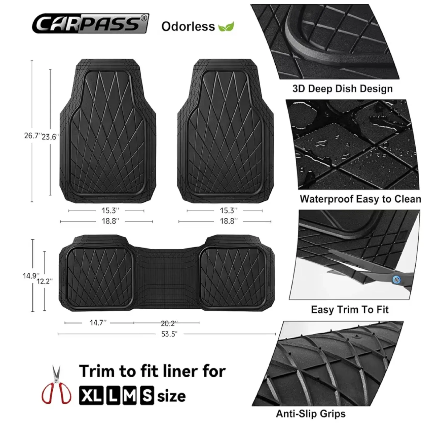 CARPASS Universal Trim-to-Fit Car Floor Mats - NEW image indicator(5)