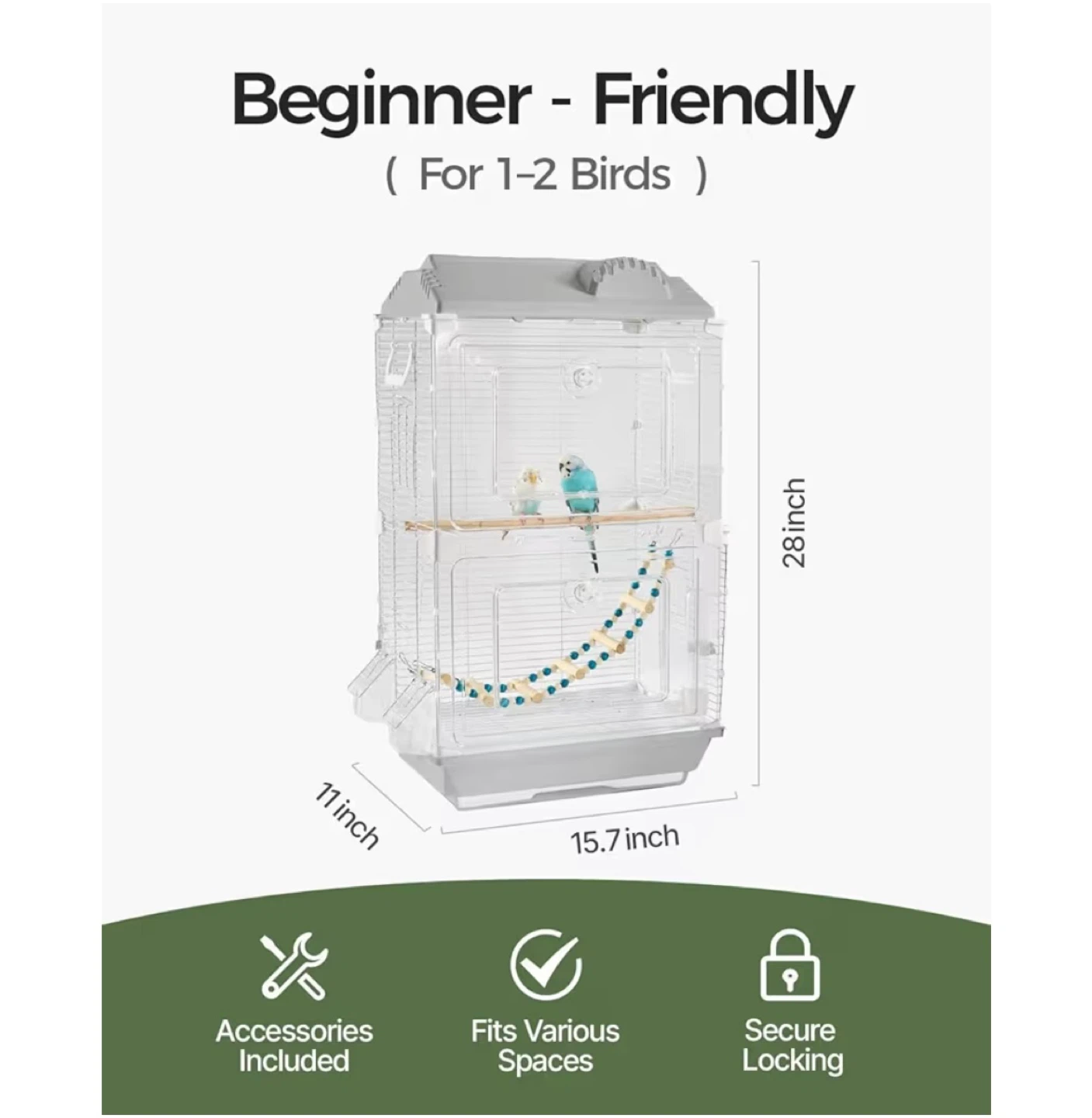Novoto Clear View Desktop Bird Cage, Beginner-Friendly - photo 3