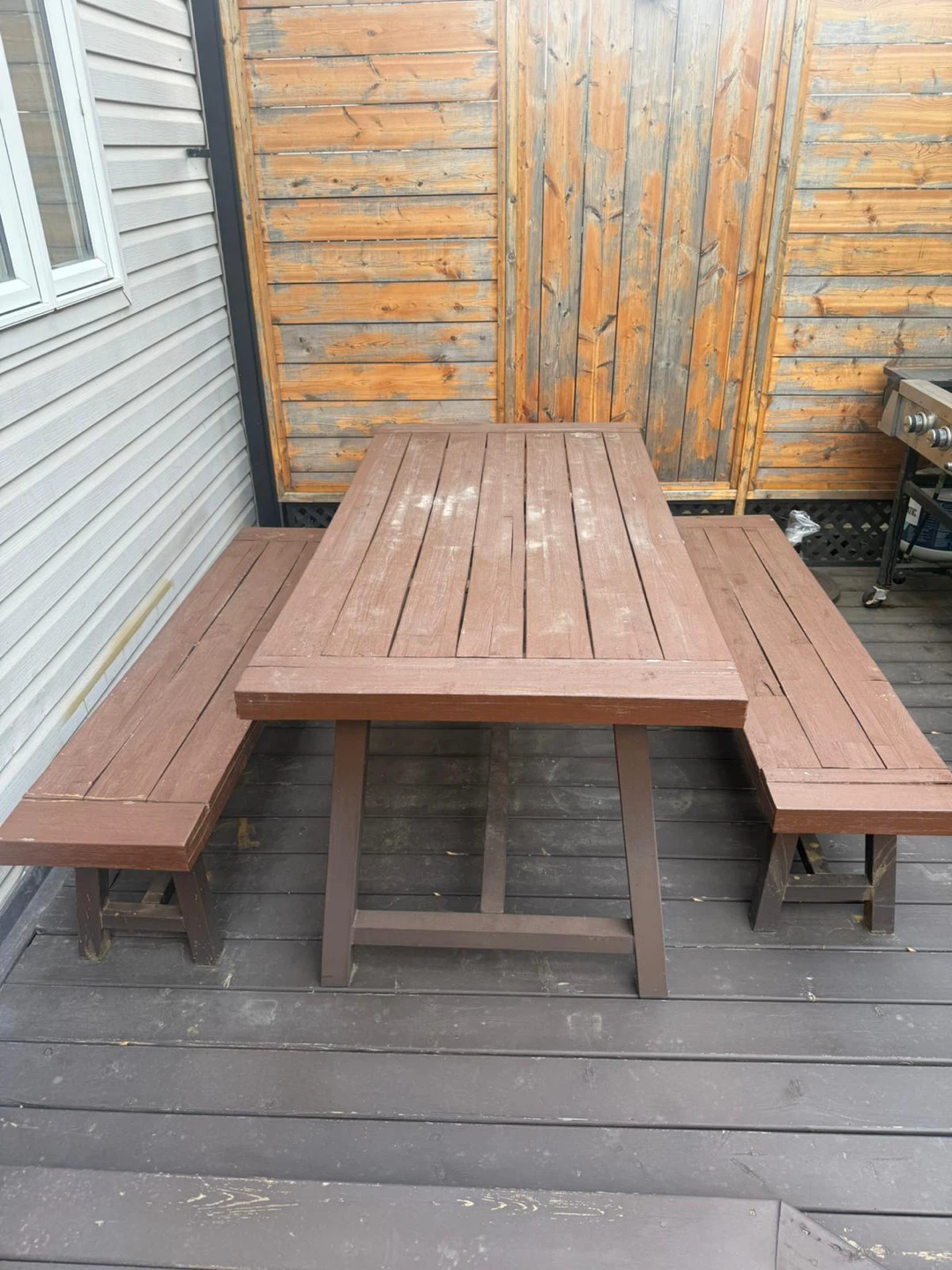Wooden Picnic Table with Benches - photo 3