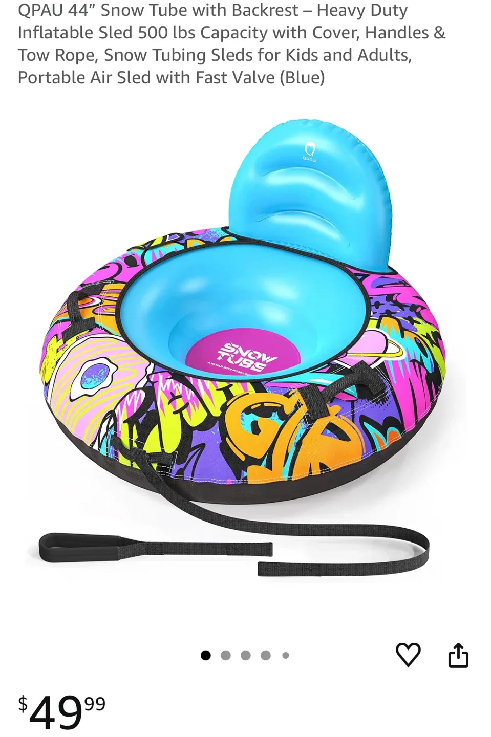 QPAU 44" Snow Tube with Backrest image indicator(3)