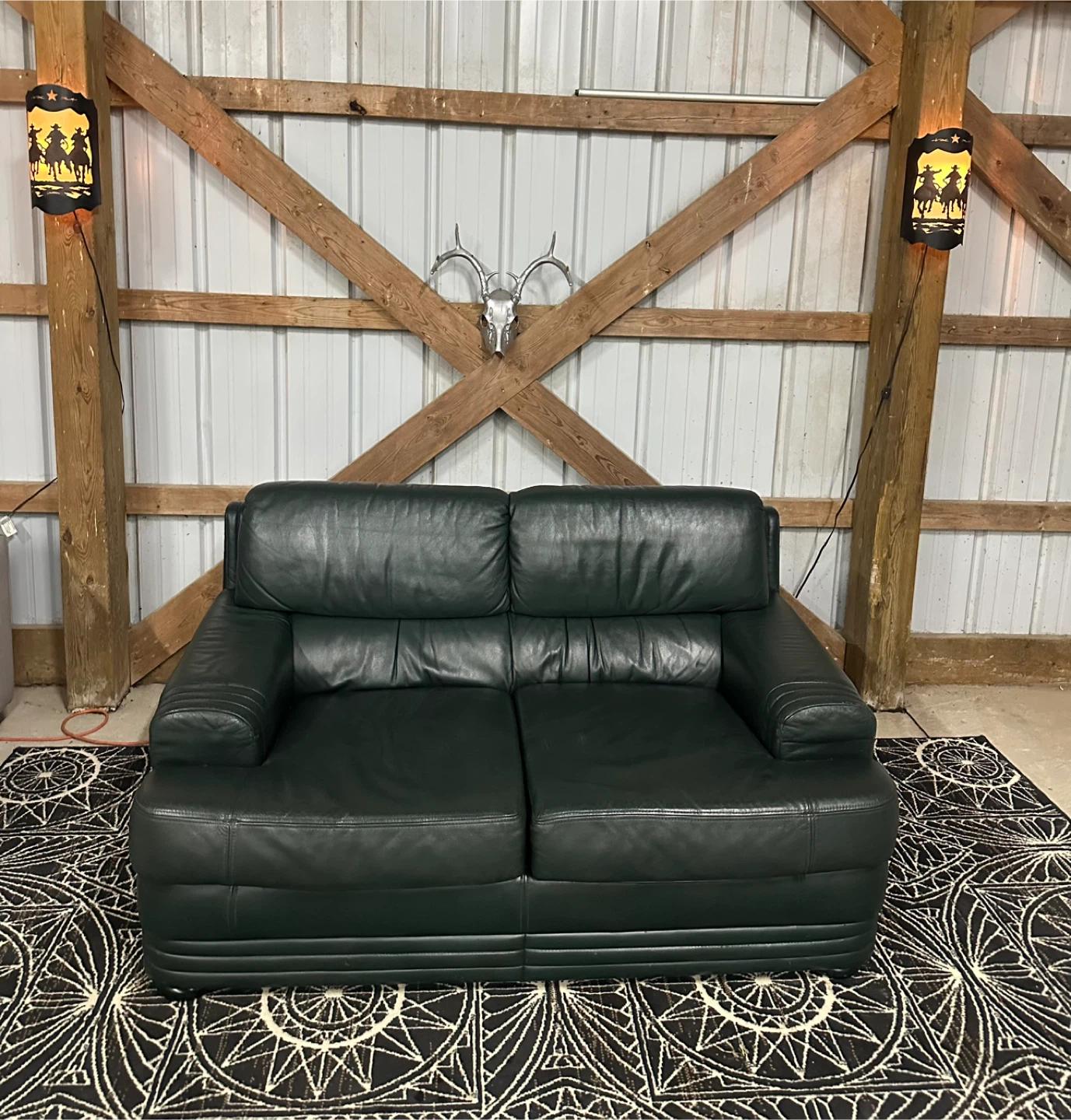 *Delivery Available* EuroSense green leather Sofa 🛋️