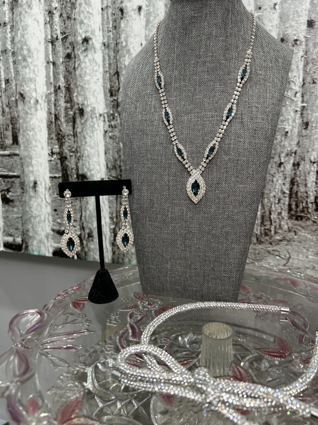Necklace and Earring Set - Silver and Blue