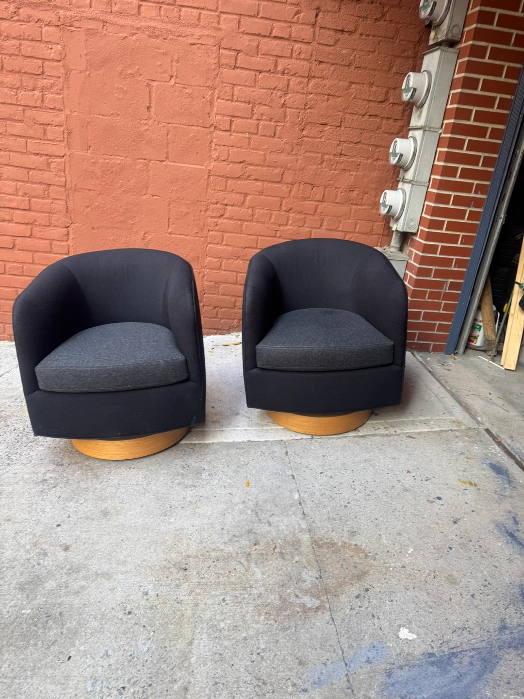 Pair of Black Swivel Chairs