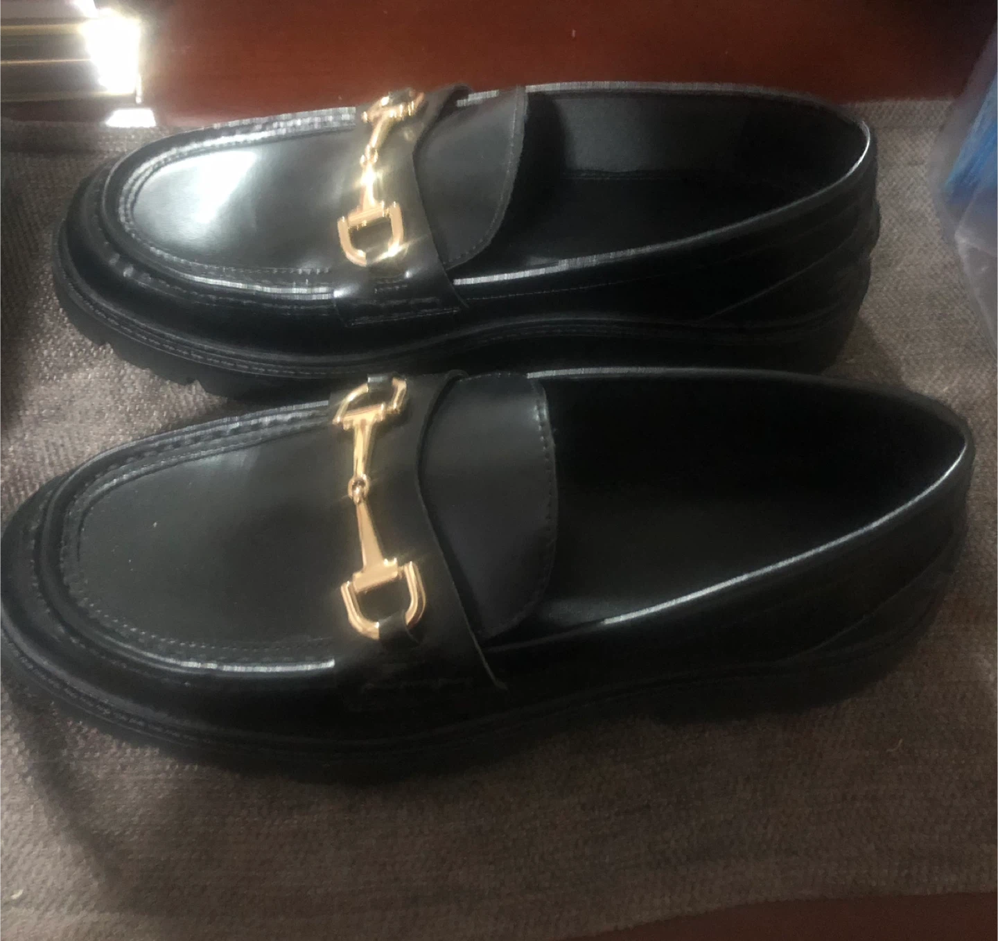Brand New Women’s Black Leather Loafers, Size 10