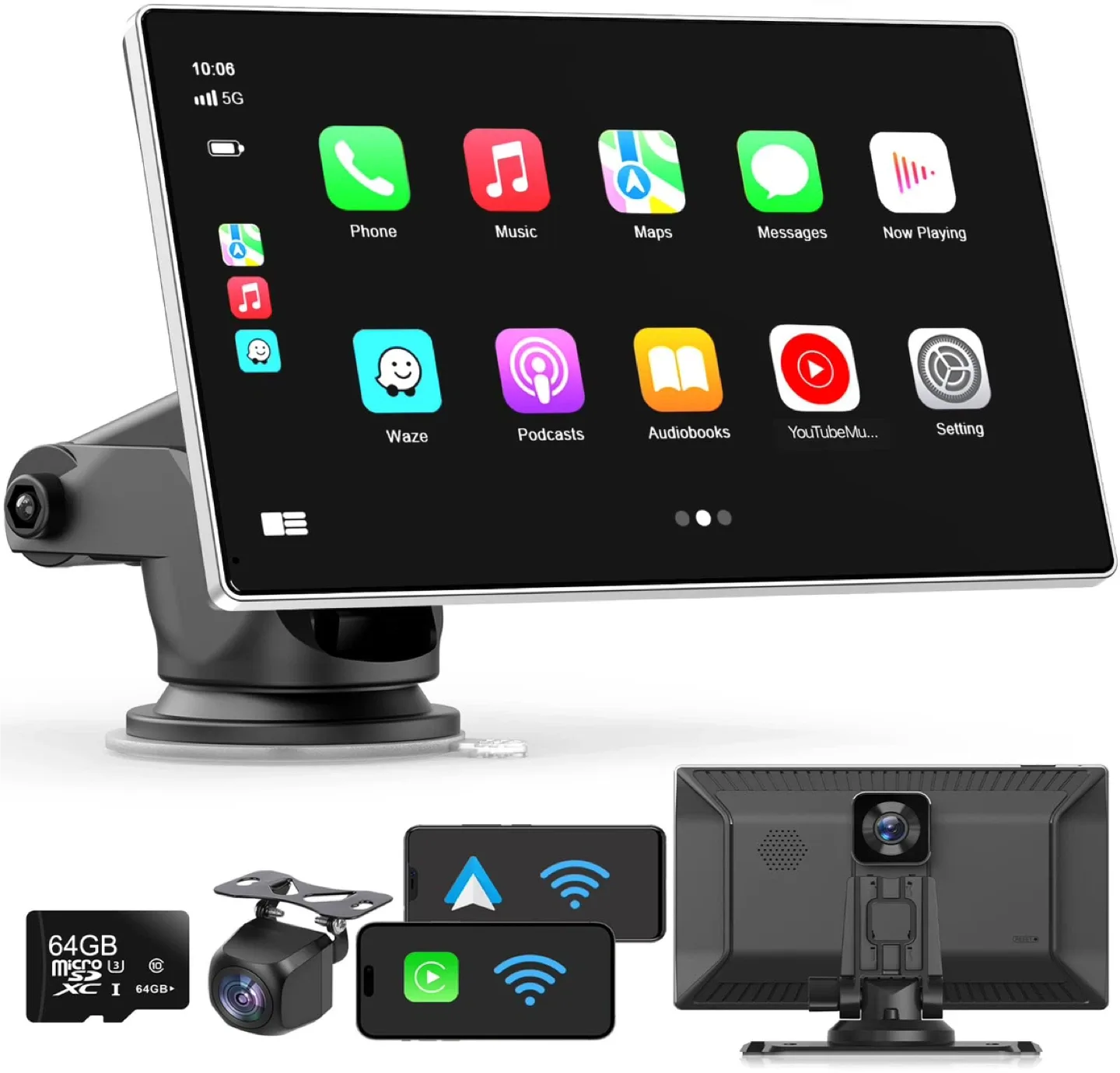 CarPlay Portable Radio with Backup Camera & 64GB SD Card thumbnail