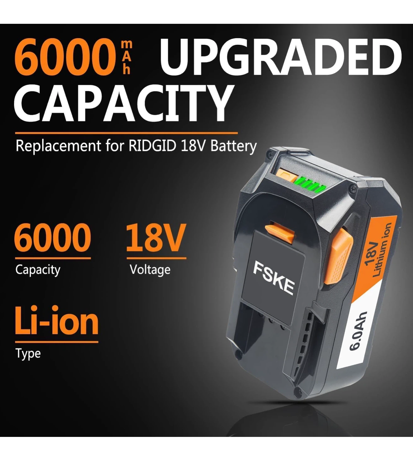 FSKE 18V 6.0Ah Battery for RIDGID Tools - photo 2