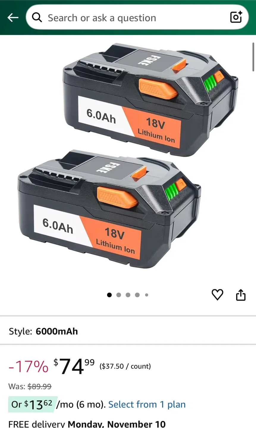 FSKE 18V 6.0Ah Battery for RIDGID Tools image indicator(7)