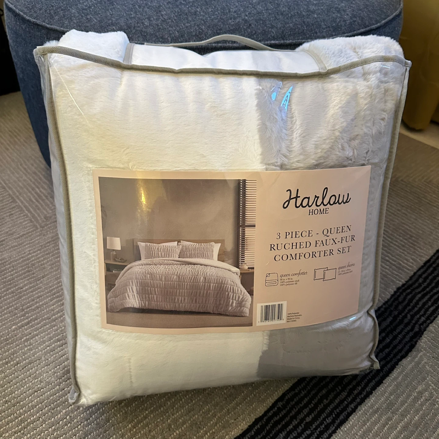 Harlow Home Queen Ruched Faux-Fur Comforter Set - 3 Piece