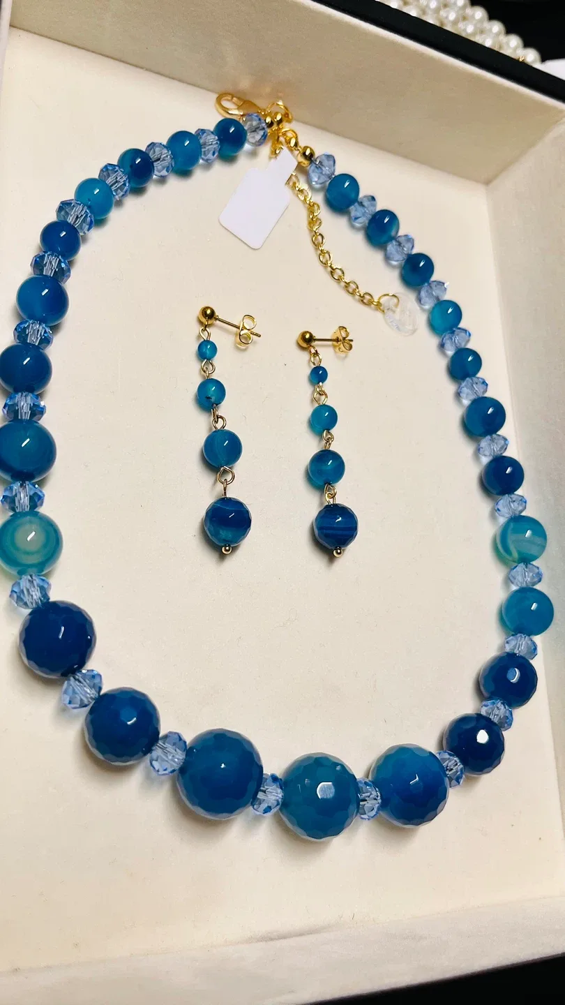 Blue Beaded Necklace & Earring Set image indicator(4)