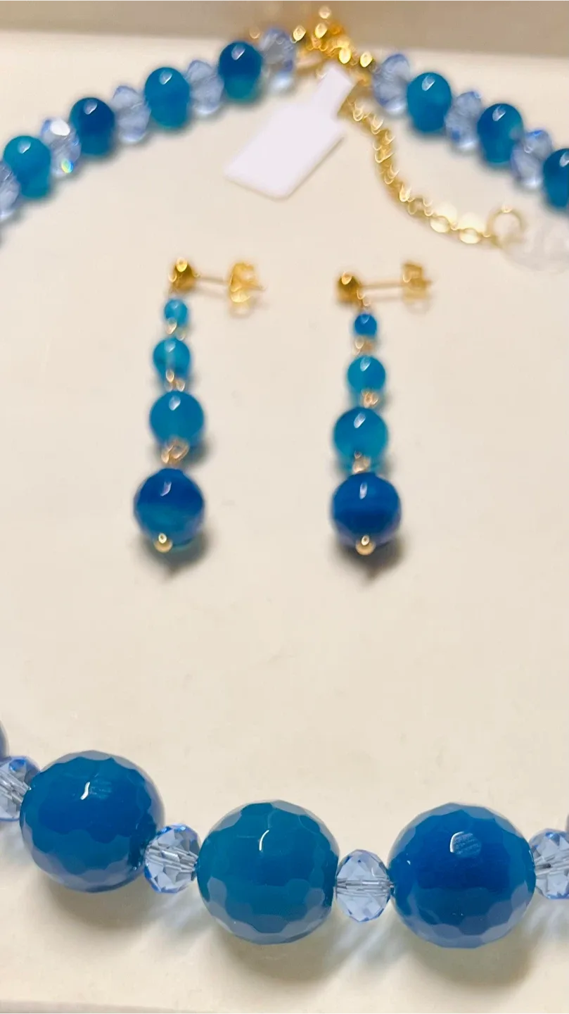 Blue Beaded Necklace & Earring Set image indicator(2)