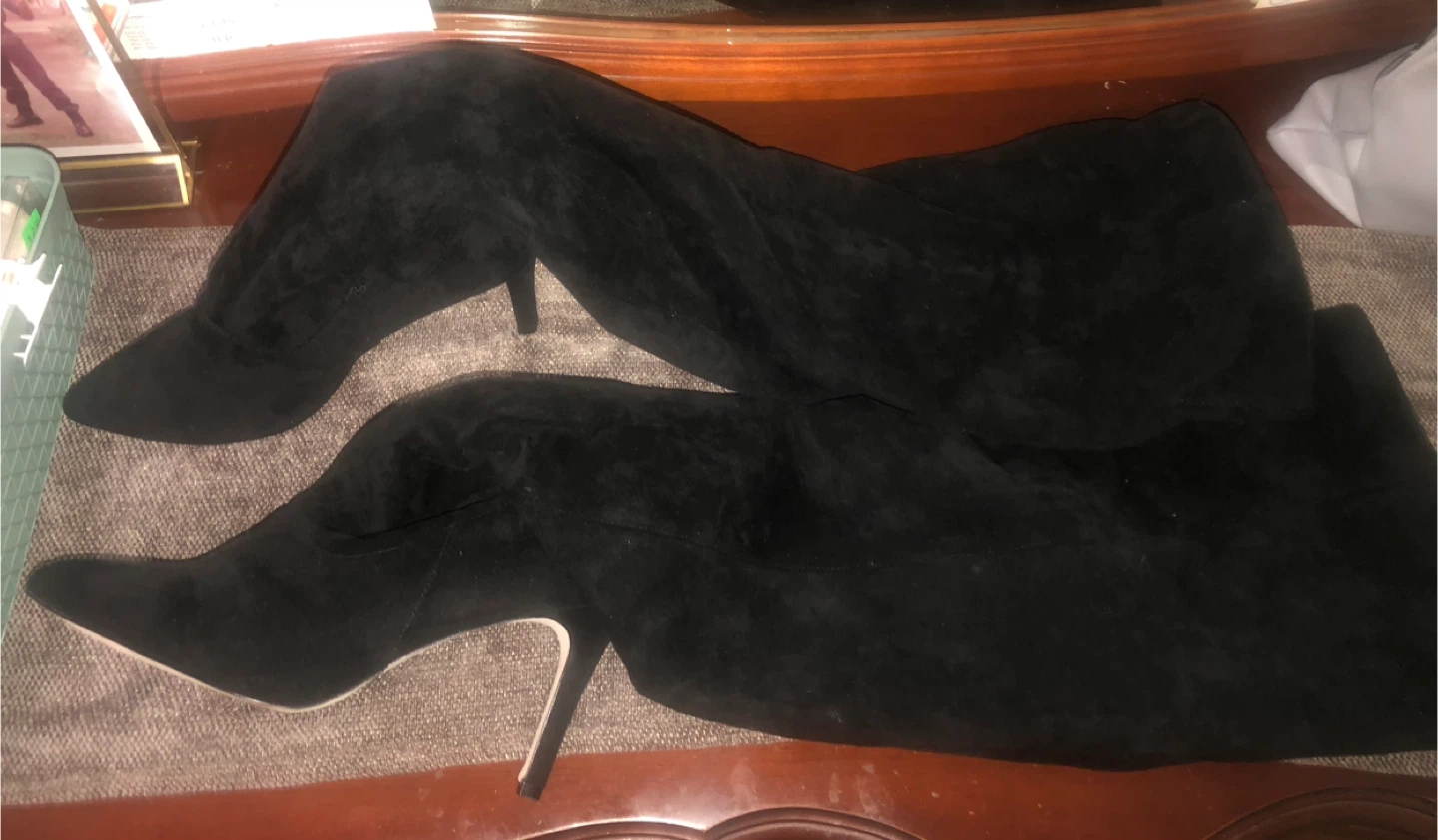 Suede Women’s Black Thigh High Heel Boots Size 10