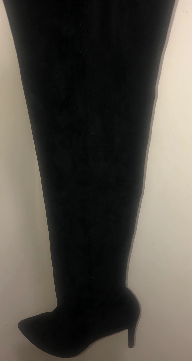 Suede Women’s Black Thigh High Heel Boots Size 10 - photo 2