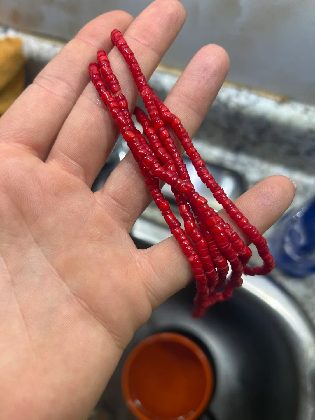 1960s West African Coral & Shell Beads – Full Set image indicator(9)