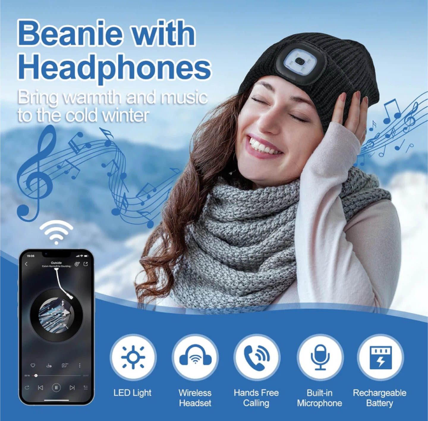 Bluetooth Beanie with LED Light - photo 2