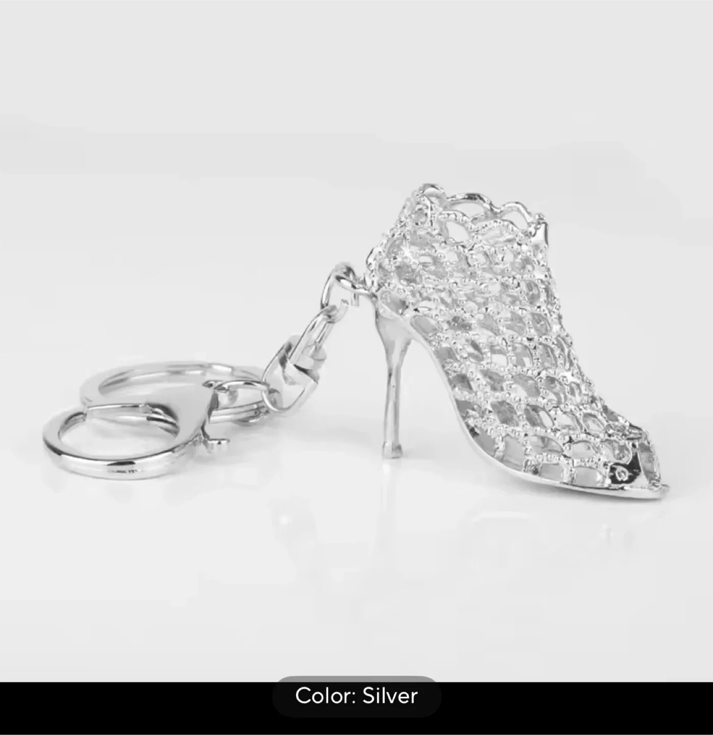 High Heel Shoe Keychain - Silver