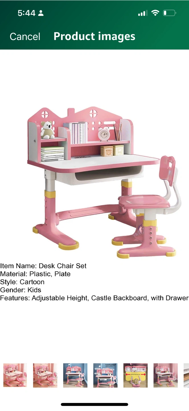 Altsuceser Kids Study Desk & Chair Set - Pink