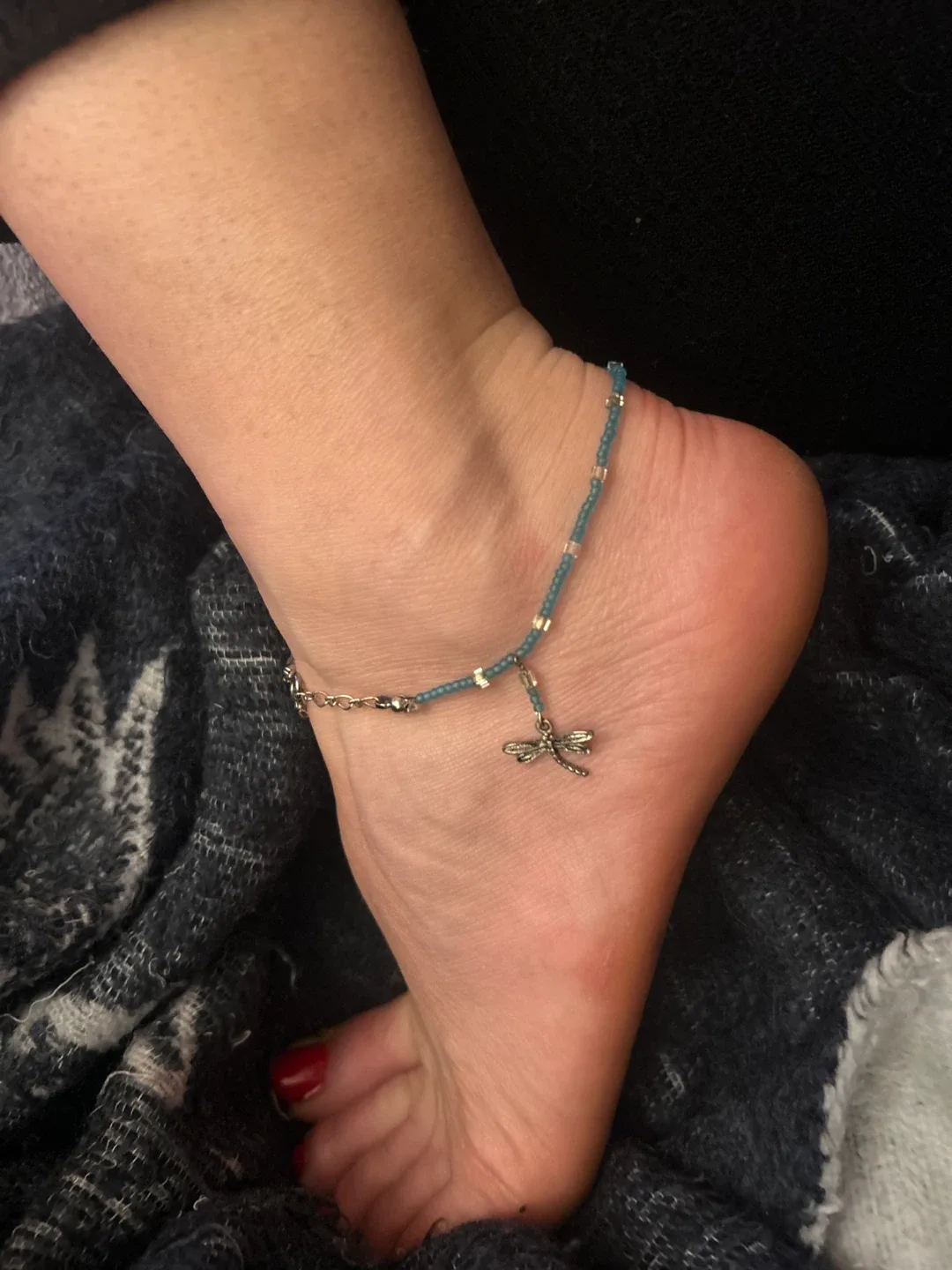 🥕 FREE Dragonfly Charm Anklet - Turquoise czech Beads thumbnail