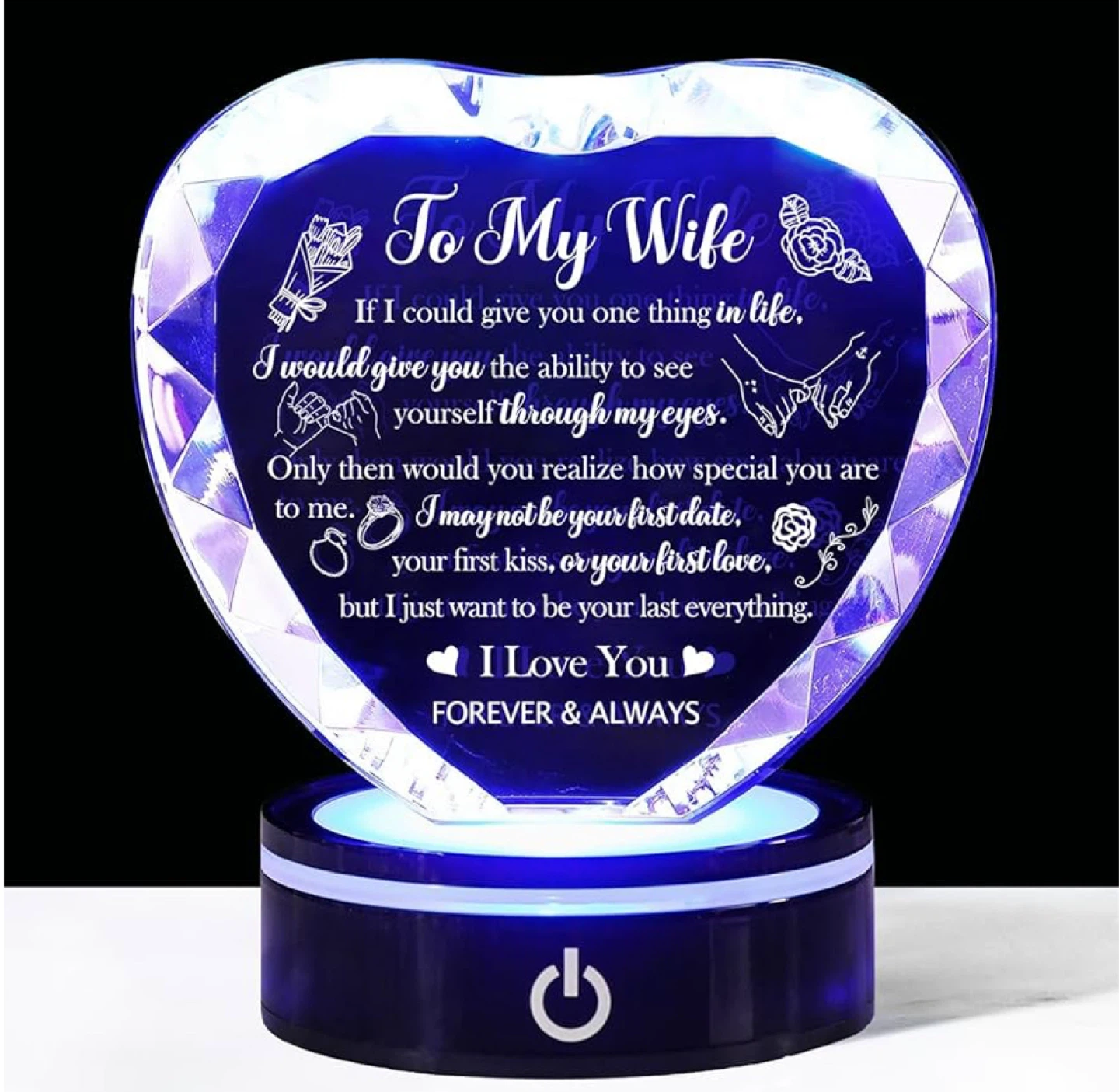 Laser Engraved Crystal Heart Gift