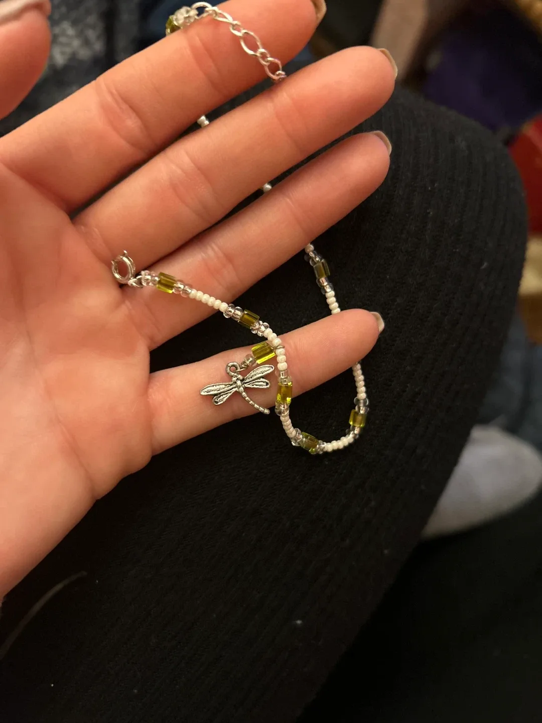 Dragonfly Beaded Anklet (Czech glass) image indicator(3)