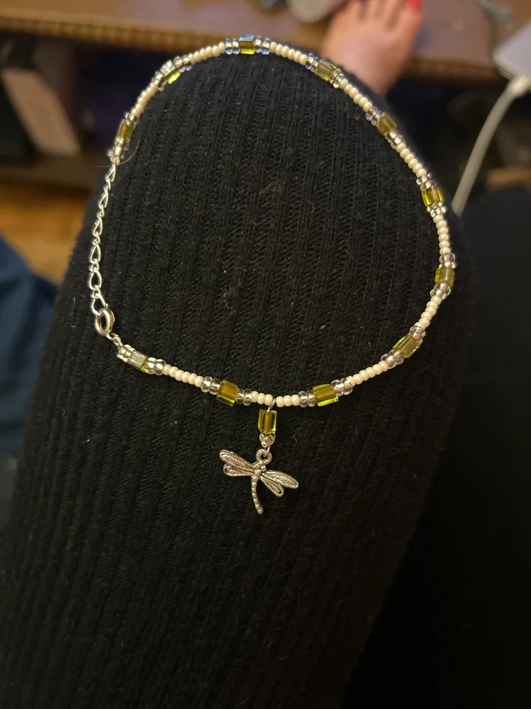 Dragonfly Beaded Anklet (Czech glass) image indicator(4)