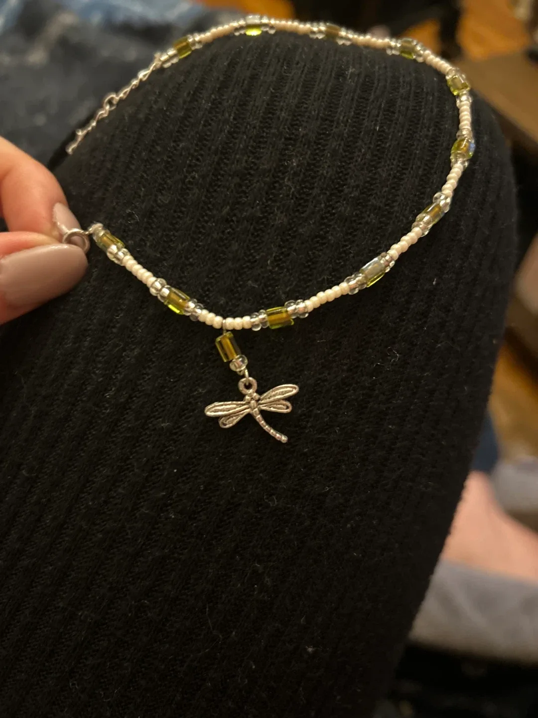 Dragonfly Beaded Anklet (Czech glass) image indicator(2)