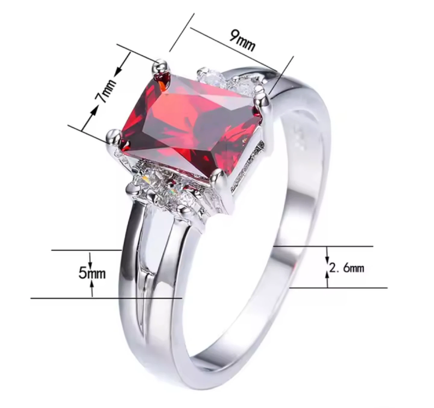 Red Cubic Zirconia Wedding Band - Size 6mm - photo 5