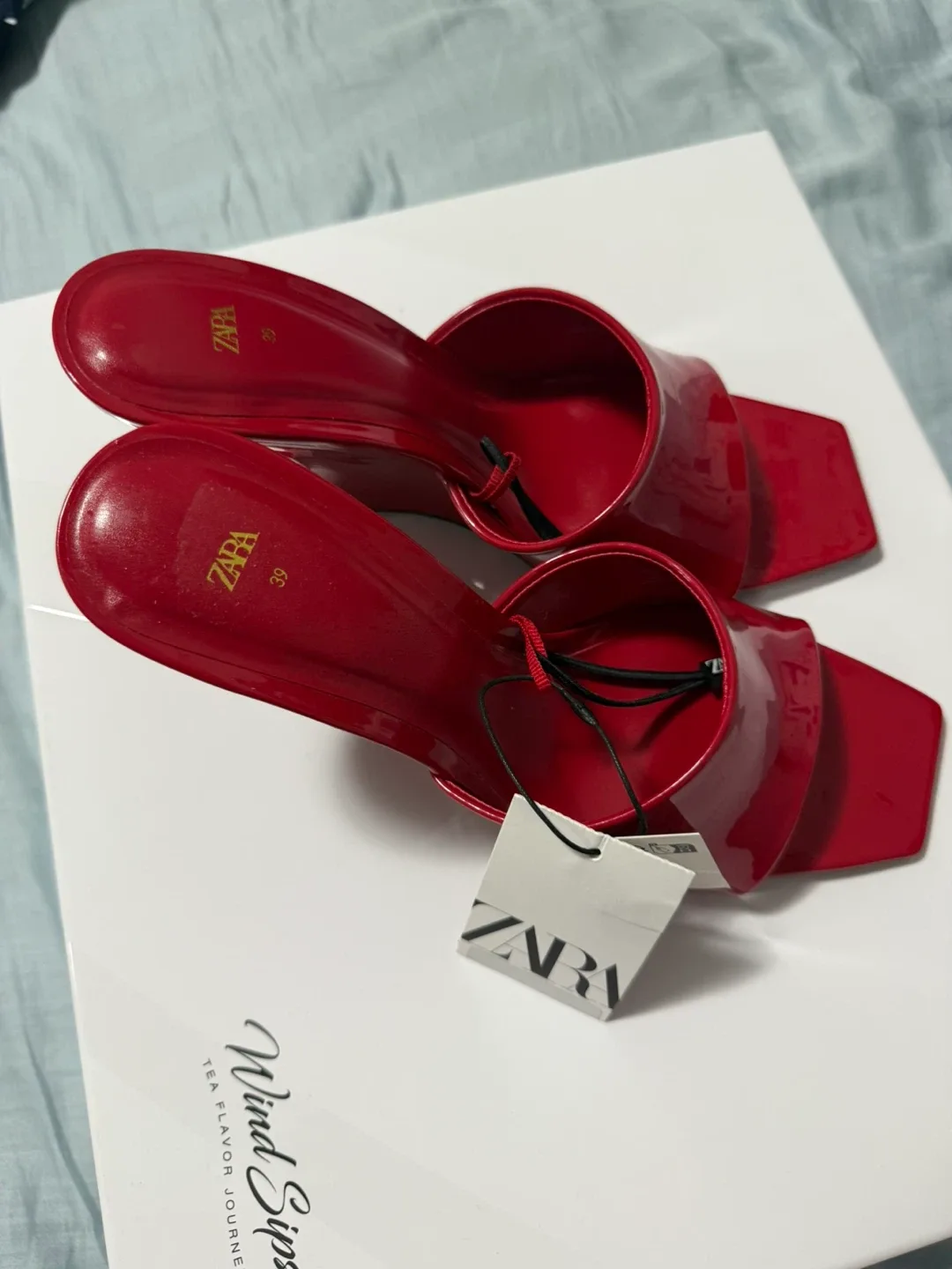 Zara Red Heeled Mules, Size 39, UK 6 and US 8-8.5 image indicator(5)
