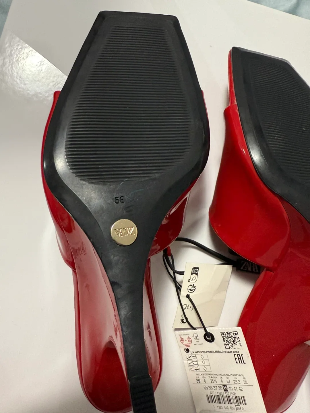 Zara Red Heeled Mules, Size 39, UK 6 and US 8-8.5 image indicator(4)