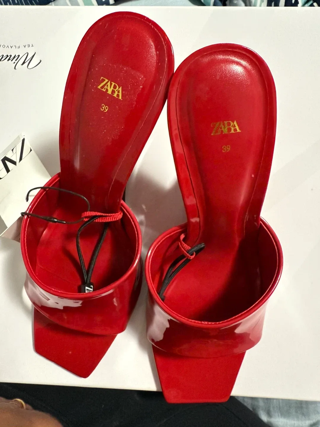 Zara Red Heeled Mules, Size 39, UK 6 and US 8-8.5 image indicator(6)
