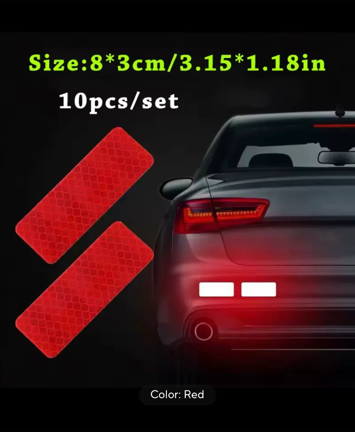 Red Car Reflectors - 10 Piece Set