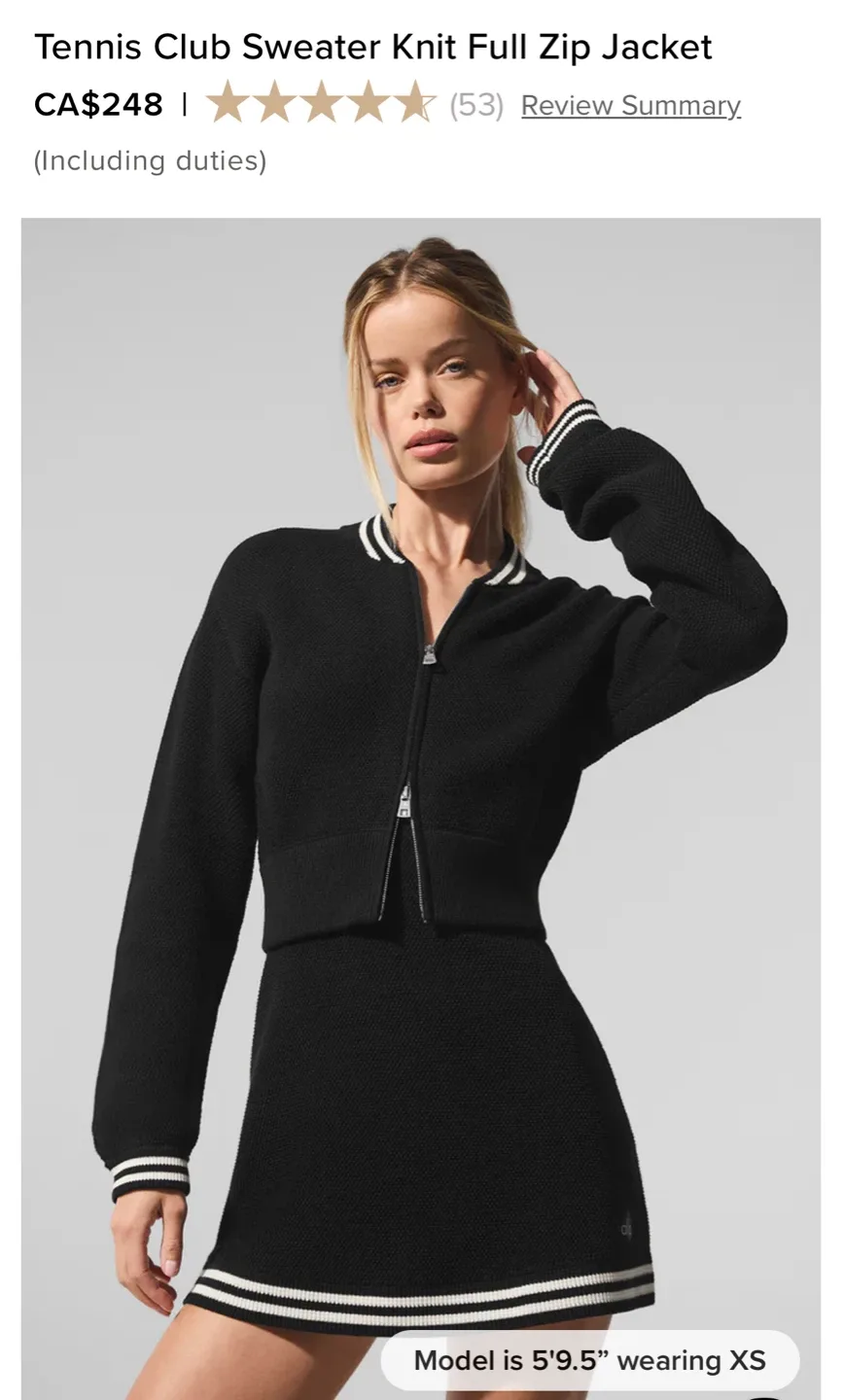 ALO Tennis Club Sweater Knit Full Zip Jacket & Skirt Set image indicator(5)