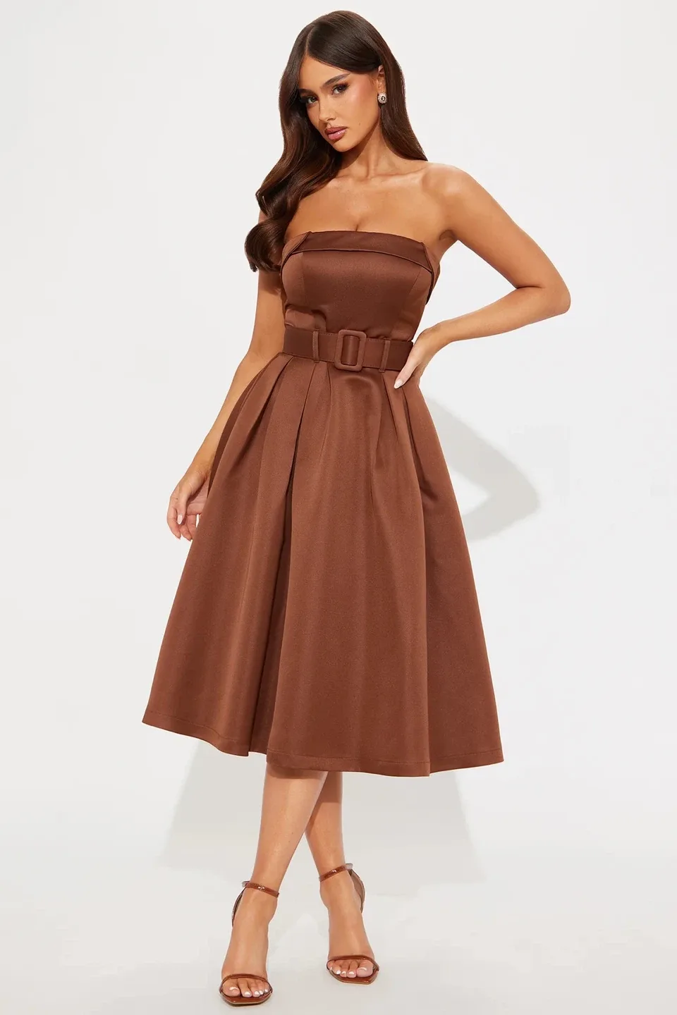 ✨ Fashion Nova Arabella Belted Satin Midi Dress – XS ✨ image indicator(3)