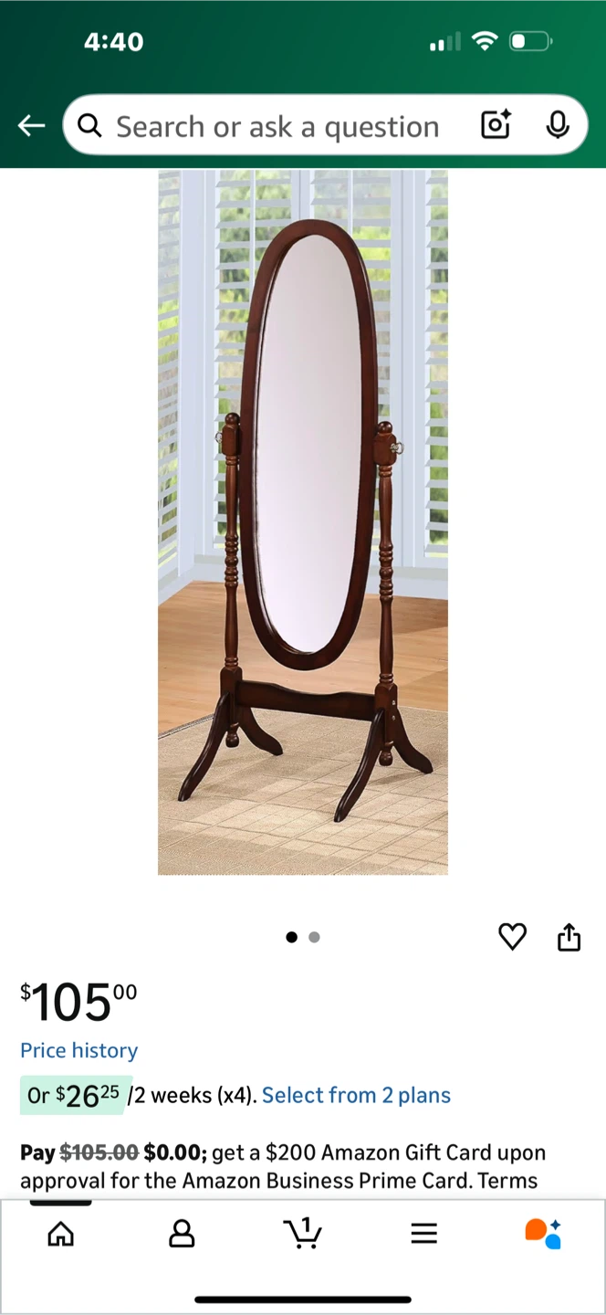Cappuccino/Espresso Cheval Mirror - photo 2